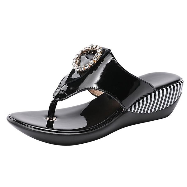 Dam sandaler i äkta läder sommar black 10