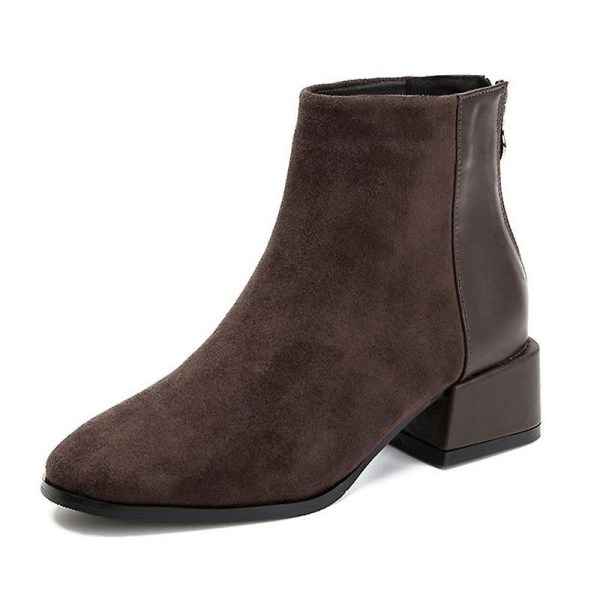 Höst Vinter Casual Chelsea Mode Ankel Boots brown Plush Added 38
