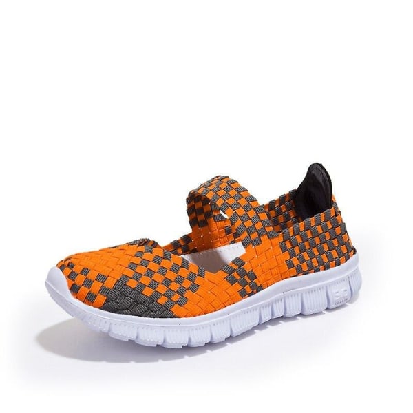 Kvinnor Skor Lady Summer Slip On Flats Sneakers orange 4