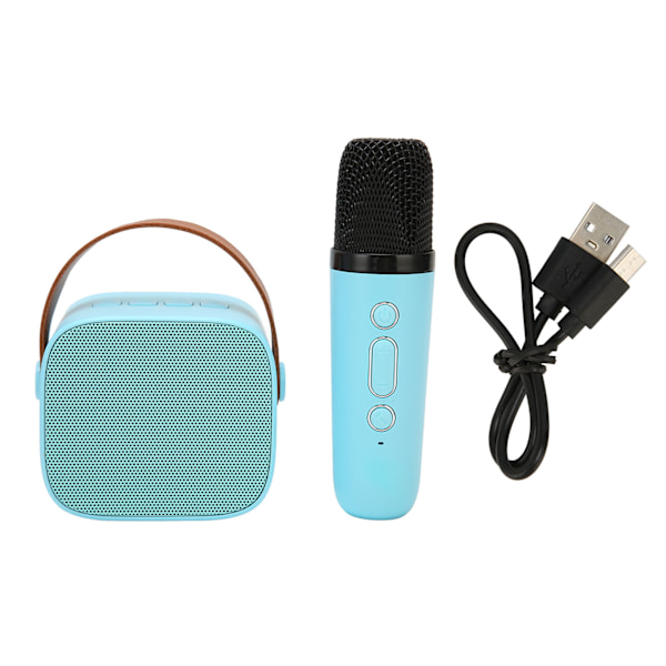 Bluetooth Högtalare Mikrofon Set HD Stereo Uppladdningsbar Retro Portabel Karaoke Maskin för Barn Vuxna Fest Blå