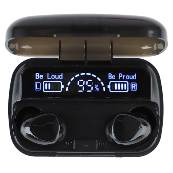 Bluetooth-hörlurar Andningslampa HD LED-display Touchkontroll Trådlösa Hörlurar för Samtal Svart
