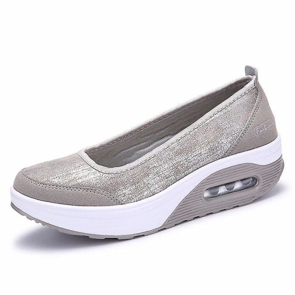 Flats Loafers- Grunda träningsskor, Slip-on Plattform, Balett Sneakers gray-B 8