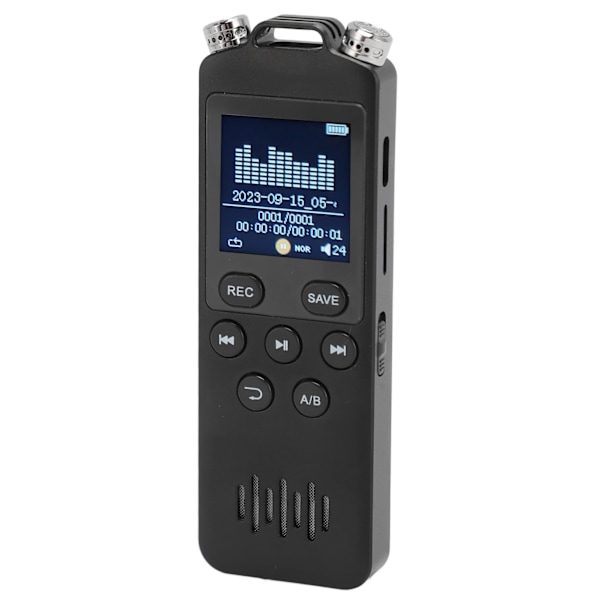 Röstaktiverad Diktafon 1.44 tum Färgskärm WAV MP3-spelare Upprepningsfunktion 1536Kbps Digital Diktafon för Möte Intervju 16GB