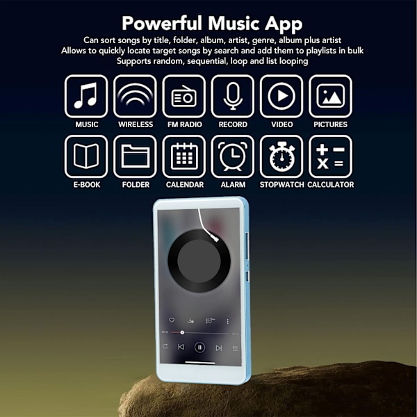 Bluetooth MP4-spelare 5 tum HD pekskärm HiFi brusreducering bärbar WiFi musikspelare med kamera för Android Blå