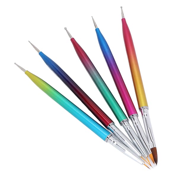 Nagelkonst Målningsritningsborstar Set Dubbelsidig Gradient Professionell Dotting Tool