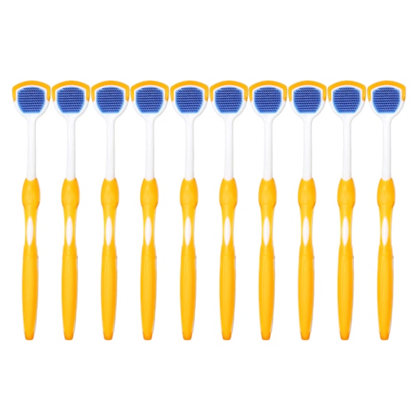 10 st Tungskrapa Ergonomisk Design Silikon Fräschar Upp Andedräkten Tandplack Borttagning Rengörare för Mun Orange