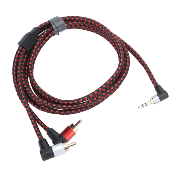 90° 3,5 mm hane till 2RCA hane ljudkabel ABS stereomikrofonkabel för DVD-högtalare 2m