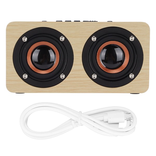 Trådlös Bluetooth-högtalare i trä, retro subwoofer AUX stereohögtalare för hemmet, surfplatta, bambuträfärg