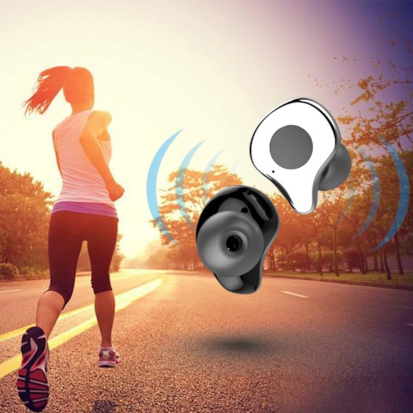 E12 TWS Mini Trådlösa Bluetooth-hörlurar In-Ear Headset Hörlurar med Mikrofon (Silver)