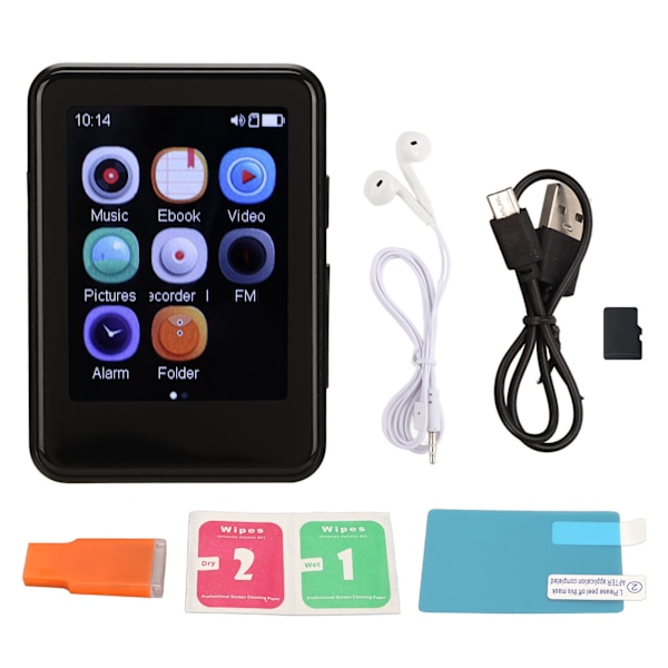 MP3 MP4-spelare Bluetooth 5.0 HiFi förlustfri 2,5 tum pekskärm inspelning musikspelare med högtalare radio 8GB