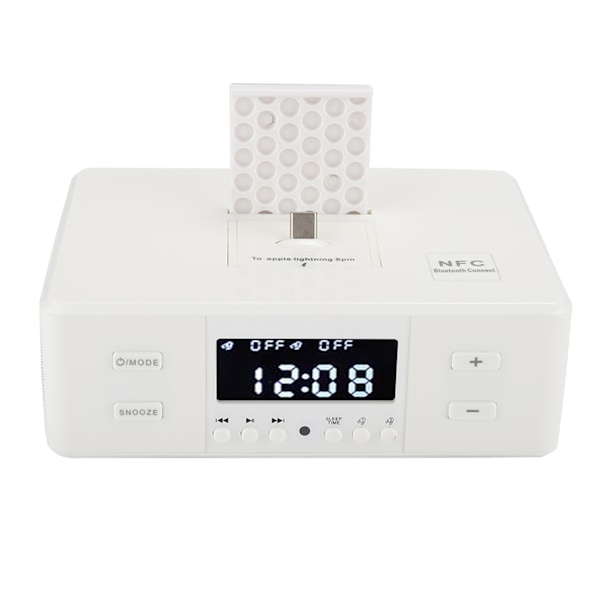 D9 3 i 1 Väckarklocka USB-Laddning Uppspelning FM Stereo Radio Bluetooth Högtalare 110-240V Vit EU
