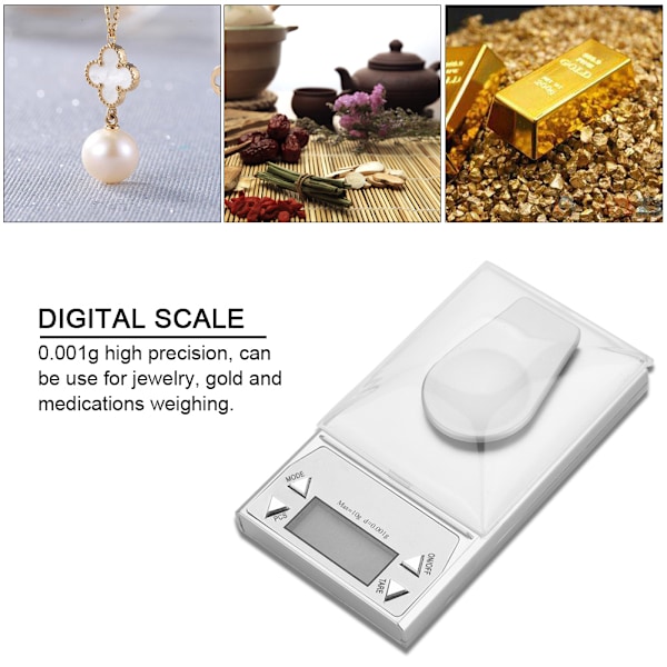 Bärbar LCD Digital Elektronisk Fickvåg Hög Precision 0.001g Smycken Guld Vägning (10g)