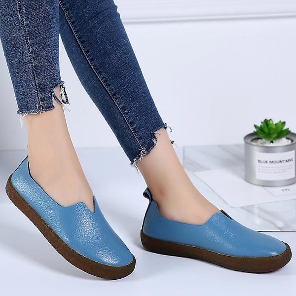 Nya Loafers, Damskor, Bekväma Ballerinaskor Blue 6