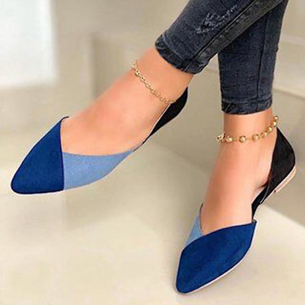 Hösten Kvinnor Platt Mode Blandad spetsig tå Slip On Casual bekväma sandaler blue1 40