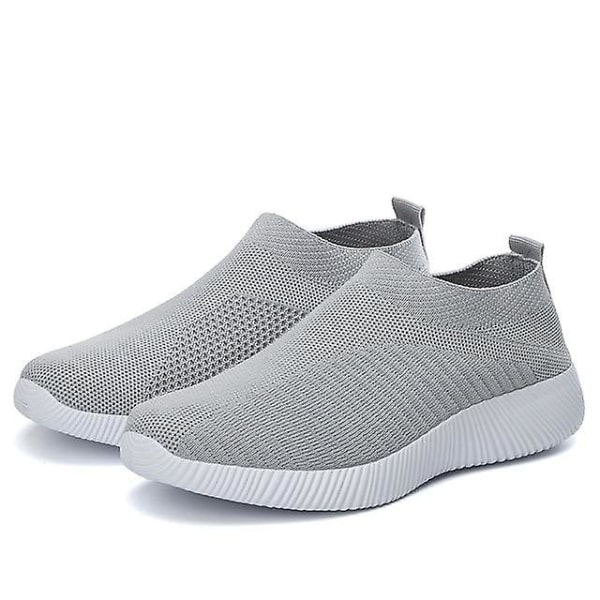 Summer Sneakers, Crystal Fashion Slip-on Shoes gray 4.5