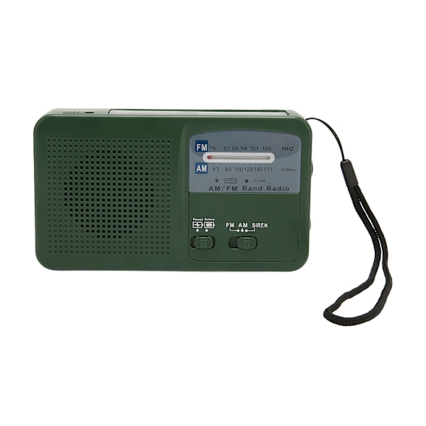 Solcellsdriven Handvevradio Multifunktionell Bärbar Laddningsbar Nödradio med LED-ficklampa för Camping Utomhus Grön