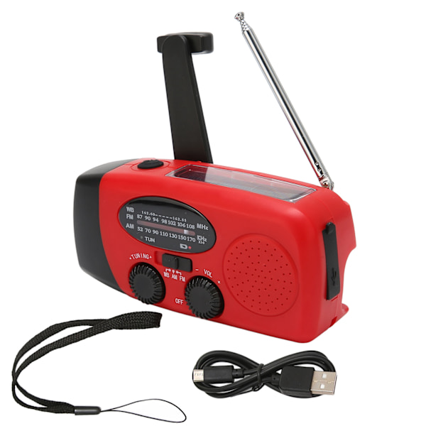 Handvevsradio Portabel Självdriven Solcellsväderradio med Nödficklampa för Utomhusnödsituationer