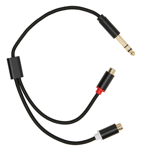 6,35 mm till Dubbel RCA-kabel Hane till Hona Ljudlös Guldpläterad Kontakt Y Stereo Splitter Adapter Sladd 35 cm