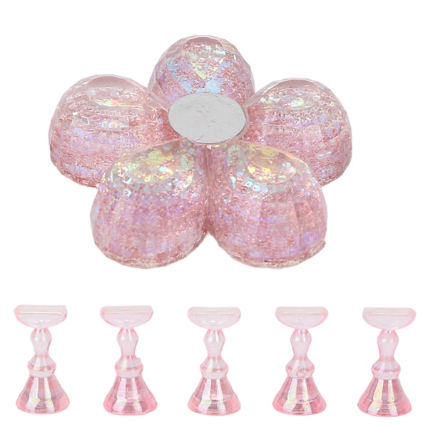 Nagelställ Magnetisk Design Professionell Övning Målning med Bas för Hemmasalong Rosa