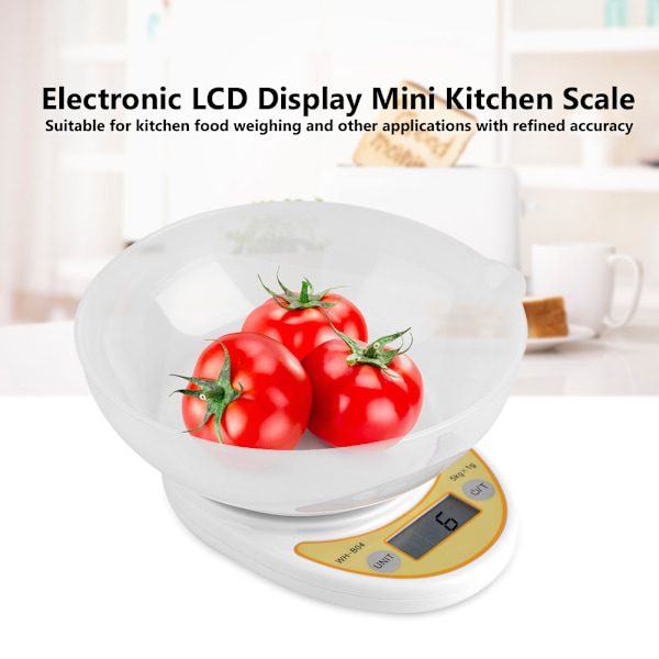 WEIHENG 5kg*1g Elektronisk LCD-display Mini Köksvåg Digital Matvåg