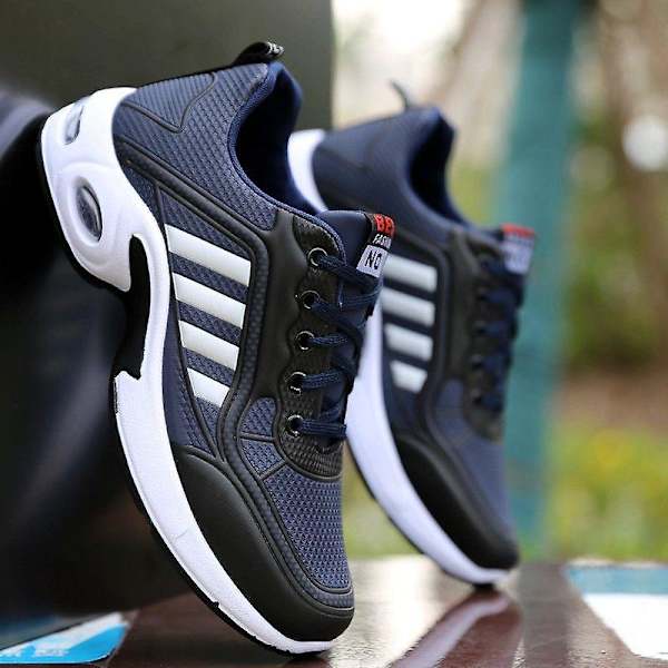 Herrskor i läder för hösten. Vardagliga sneakers Blue CN43(insole26.5cm