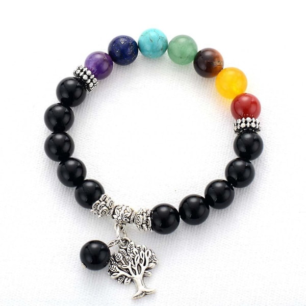 7-färgad Chakra Natursten, Healing Balance, Charm Mala, Yoga Armband