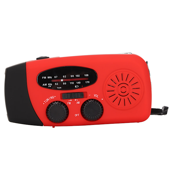 Nödradio Bärbar 3 Laddningsmetoder Handvev Teleskopantenn 3 Pärlor LED-ficklampa Väderradio Röd Europeisk Stil