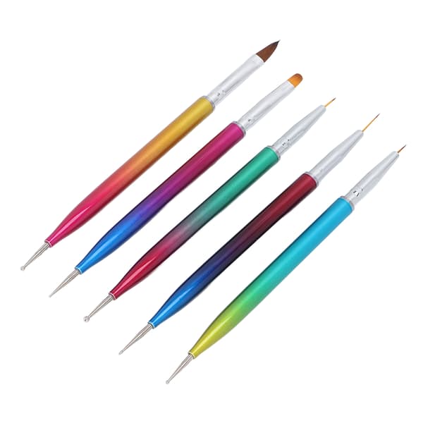 Nagelkonst Målningsritningsborstar Set Dubbelsidig Gradient Professionell Dotting Tool