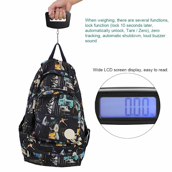 WeiHeng Mini Våg Elektronisk Portabel Vikt Bagage LCD Digital Rese Hängande Krok
