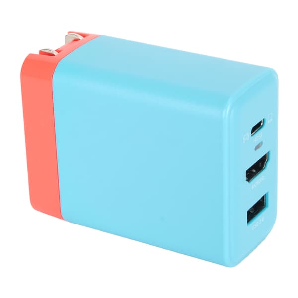 Bärbar Dockningsladdare Adapter 3 i 1 Snabbladdning HD Multimedia Interface PD 65W USB C Laddare för Switch OLED 100?240V Röd Blå US-kontakt