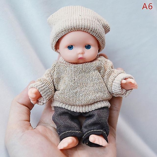 Reborn Dolls Baby Reborn Silikon Reborn Baby Doll 12cm Palm Dolls Pyjamas Klänning Simulering Baby Reborn Baby Doll Leksaker A6