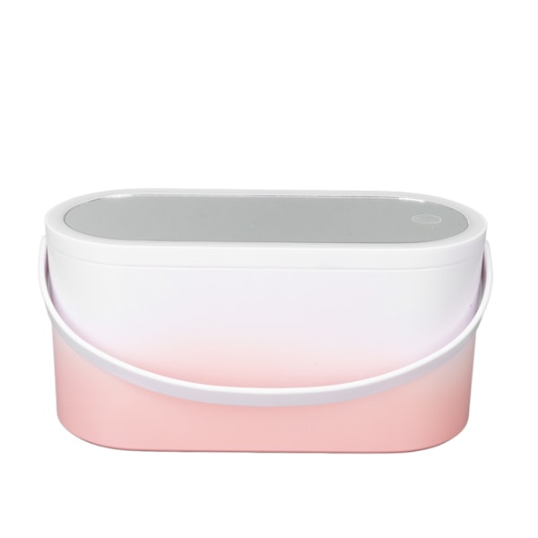Sminkväska Rosa Gradient Bärbar Stor Kapacitet Vikbar Roterande LED-Ljus Förvaringslåda Med Spegel