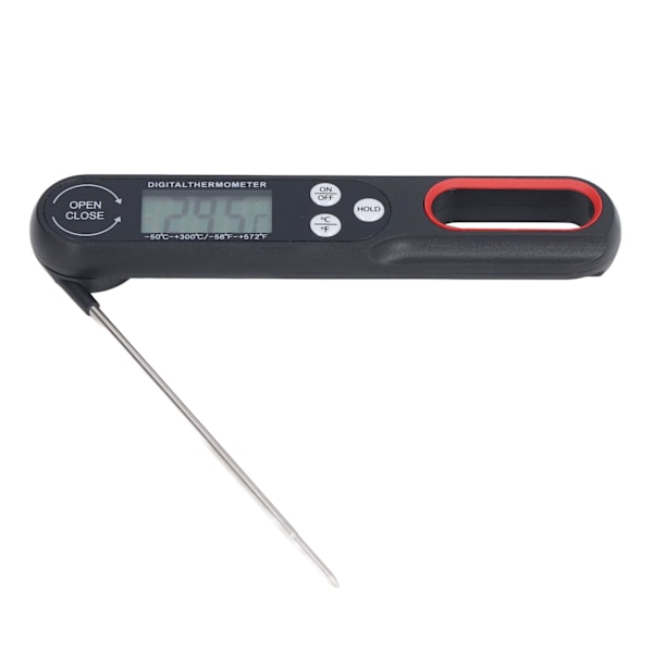 Digital Mattermometer Direktavläsning Noggrann Vikbar Mat BBQ Grill Matlagningstemperaturmätare med Batteri Svart