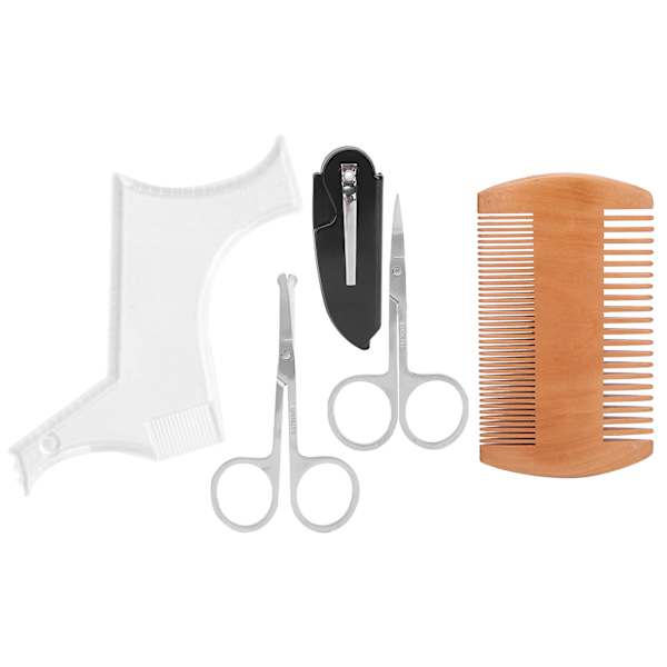 Transparent Skäggformningsmall Kam Sax Grooming Styling Set