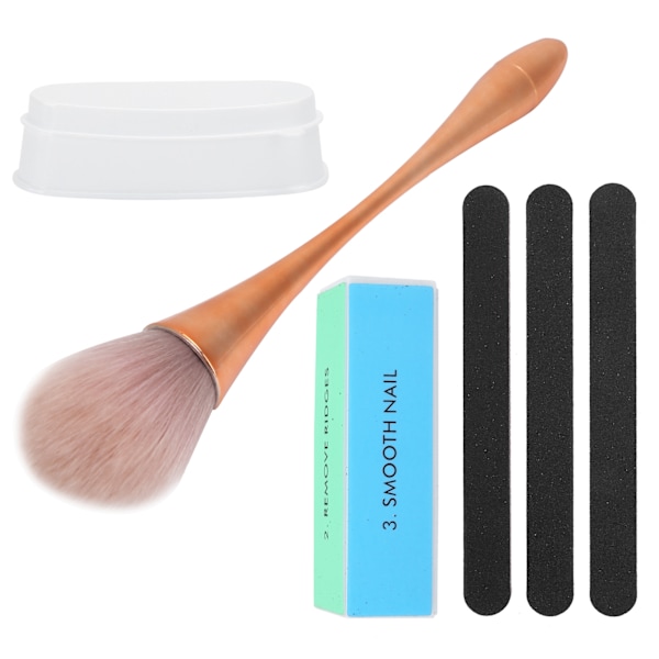 Fransk Dip Pulverbricka Set Manikyr Nagelfil och Buffer Block Art Dammborste