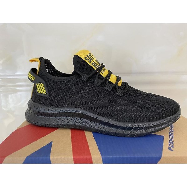 Mode Sneakers Casual för män Black-Yellow 44