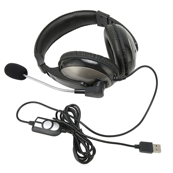 USB-spelheadset med trådstyrd volymkontroll, justerbart spelheadset med mikrofon för PC, bärbar dator och PS4