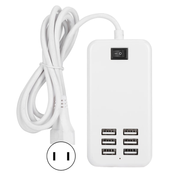 Laddare Adapter 6 Portar 30W USB Desktop Snabbladdningsstation Hub 100-240V US-kontakt