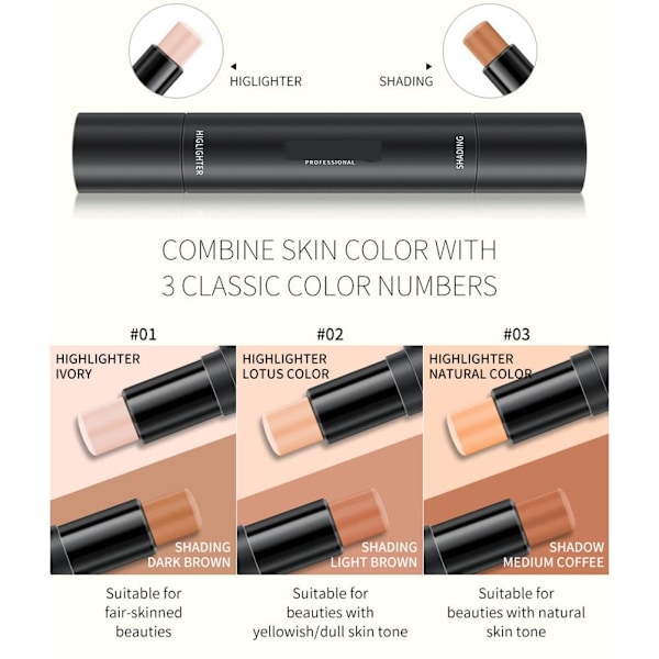 2 i 1 Highlighter Stick Skuggning Contour för Smink