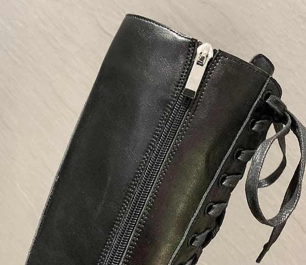 Blixtlåsstövlar med snörning, kort stövel 38