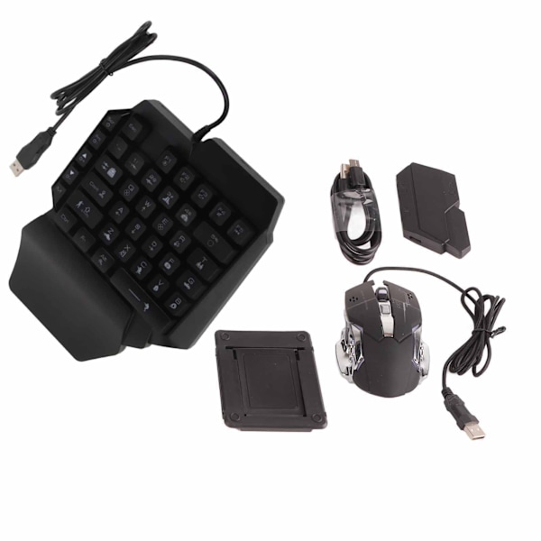 Portabel Mini Speltangentbord Mus USB RGB Handledsstöd Halv Hand 35 Tangenter Tangentbord Mus med Konverterare för Android för IOS