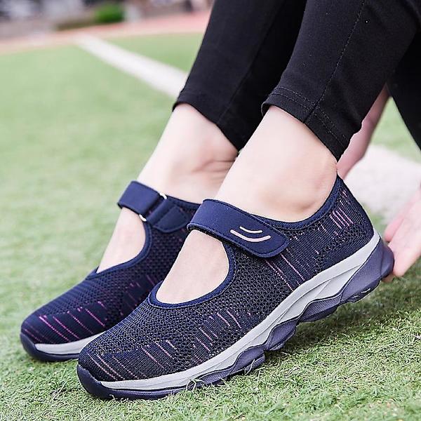 Andningsbara Mesh Tenis Casual Sneakers, Damskor Båtskor Blue 39