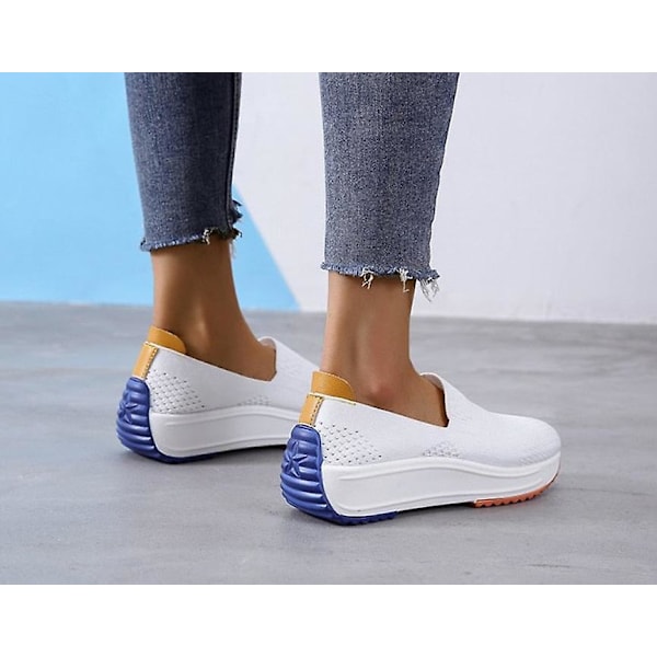 Mode Dam Flats Slip-on Mesh Light Sneakers White 35