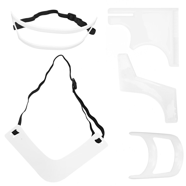 5-pack Skäggmall Set Hårlinje Grooming Trimning Styling Vit Formare Verktygssats