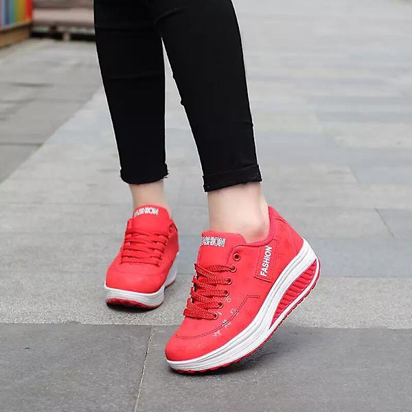 Nya kvinnor Platform Rocking Casual Fashionabla Chunky Designer Sneakers Red 8.5