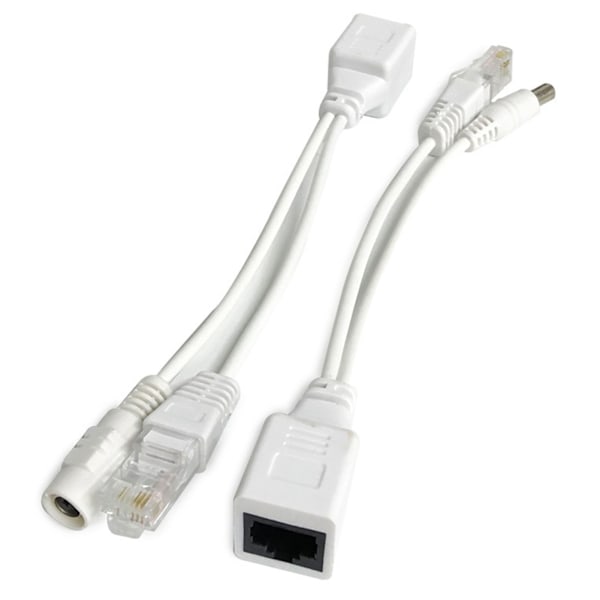 1 par Passiv PoE-injektor och splitter-kit 12V PoE-injektor och splitter för trådlös nätverksenhetstillbehör Vit