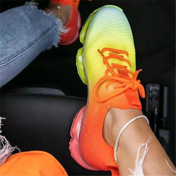Andningsbara sneakers för kvinnor, snörskor i mesh multi 37