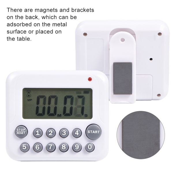 Digital Stor LCD Timer Kök Matlagning Nedräkning Klocka 99 Minuters Alarm Batteridriven Grå