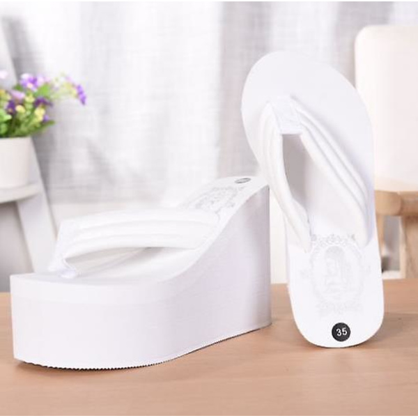 Sommar- kilplattform, flipflops, sandaler med hög klack ( set 1) 5 / Style 2 white 11cm