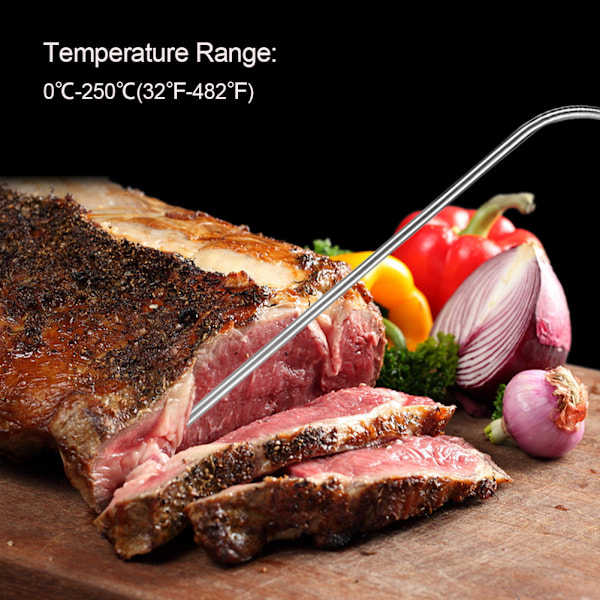 LCD Digital Display Mattermometer Temp Tidvisning med Sond Kök Matlagning Bakning BBQ